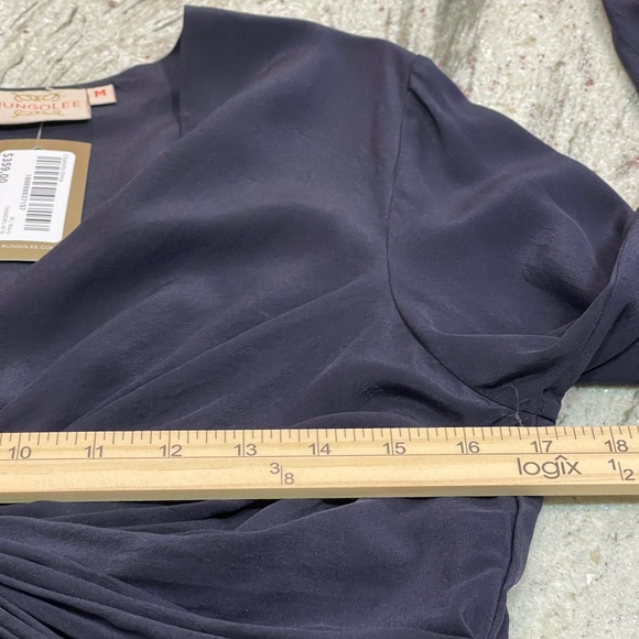 Rungolee Charlotte Dress Long Sleeve Silky V Neck Navy Size M - Picture 11 of 12